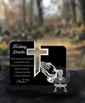 Znicz Premium Statuetka Krzyż Srebrna Kryształowa Kula Zdjęcie 3D Na Grób