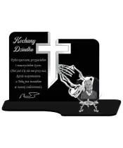 Znicz Premium Statuetka Krzyż Srebrna Kryształowa Kula Zdjęcie 3D Na Grób