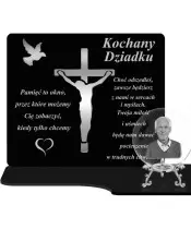 Znicz Premium Statuetka Krzyż Jezus Srebrna Kryształowa Kula Zdjęcie 3D Na Grób