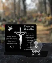 Znicz Premium Statuetka Krzyż Jezus Srebrna Kryształowa Kula Zdjęcie 3D Na Grób