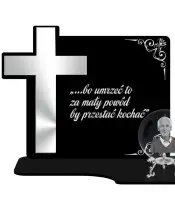 Znicz Premium Krzyż Srebrna Kryształowa Kula Zdjęcie 3D Na Grób