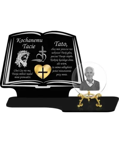 Znicz Premium Statuetka Księga Złota Kryształowa Kula Zdjęcie 3D Na Grób