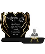 Znicz Premium Statuetka Dłonie Złote Kryształowa Kula Zdjęcie 3D Na Grób