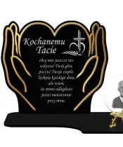 Znicz Premium Statuetka Dłonie Złote Kryształowa Kula Zdjęcie 3D Na Grób