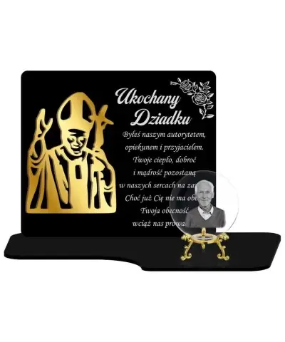 Znicz Premium Statuetka Papież Złota Kryształowa Kula Zdjęcie 3D Na Grób