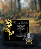 Znicz Premium Statuetka Róża Złota Kryształowa Kula Zdjęcie 3D Na Grób