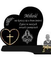 Znicz Premium Statuetka Serca Złote Kryształowa Kula Zdjęcie 3D Na Grób