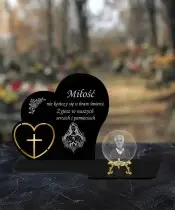 Znicz Premium Statuetka Serca Złote Kryształowa Kula Zdjęcie 3D Na Grób