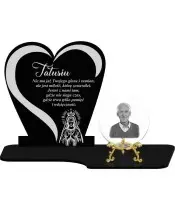 Znicz Premium Statuetka Serce Złote Kryształowa Kula Zdjęcie 3D Na Grób