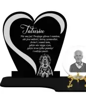 Znicz Premium Statuetka Serce Złote Kryształowa Kula Zdjęcie 3D Na Grób