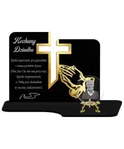 Znicz Premium Statuetka Krzyż Złoty Kryształowa Kula Zdjęcie 3D Na Grób