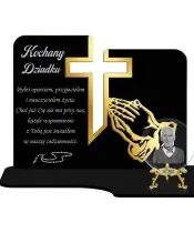 Znicz Premium Statuetka Krzyż Złoty Kryształowa Kula Zdjęcie 3D Na Grób