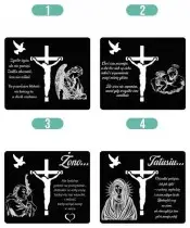 Znicz Premium Statuetka Krzyż Jezus Złota Kryształowa Kula Zdjęcie 3D Na Grób