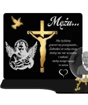 Znicz Premium Statuetka Krzyż Jezus Złota Kryształowa Kula Zdjęcie 3D Na Grób