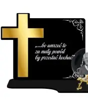 Znicz Premium Krzyż Złoty Kryształowa Kula Zdjęcie 3D Na Grób