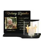 Wieczny Znicz ze Zdjęciem Premium Domek Świeca Led Na Cmentarz Grób