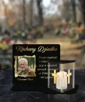 Wieczny Znicz ze Zdjęciem Premium Domek Świeca Led Na Cmentarz Grób