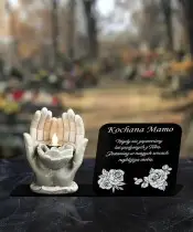 Znicz Premium Statuetka Led Figurka Dłonie Gipsowe 18 cm Na Grób