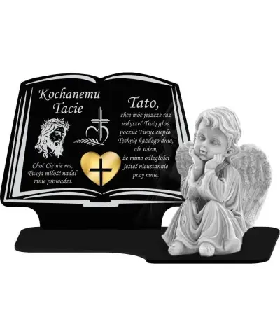 Znicz Premium Statuetka Księga Figurka Anioł Gipsowy Na Grób Cmentarz