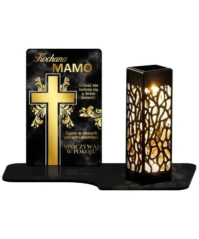 Wieczny Znicz Solarny Premium Złoty Krzyż na Grób Wszystkich Świętych