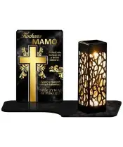 Wieczny Znicz Solarny Premium Złoty Krzyż na Grób Wszystkich Świętych