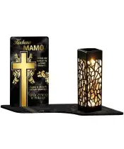 Wieczny Znicz Solarny Premium Złoty Krzyż na Grób Wszystkich Świętych