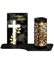 Wieczny Znicz Solarny Premium Złoto Krzyż na Grób Wszystkich Świętych