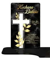 Wieczny Znicz Solarny Premium Złoto Krzyż na Grób Wszystkich Świętych