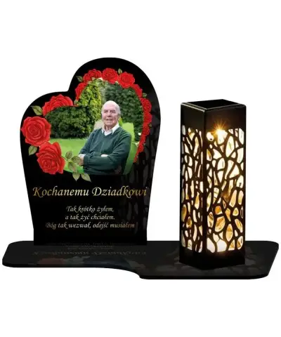 Wieczny Znicz Solarny Róże Ze Zdjęciem Premium na Grób Wszystkich Świętych