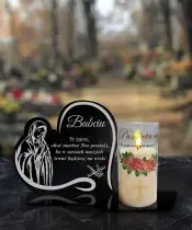 Znicz Premium Statuetka Led Serce Świeca Pamiętamy Na Cmentarz