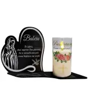 Znicz Premium Statuetka Led Serce Świeca Pamiętamy Na Cmentarz