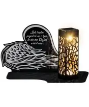 Znicz Solarny LED Statuetka Premium Skrzydło Anioła Na Wszystkich Świętych