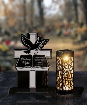 Znicz Solarny LED Statuetka Premium Księga Na Wszystkich Świętych
