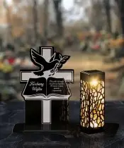 Znicz Solarny LED Statuetka Premium Księga Na Wszystkich Świętych