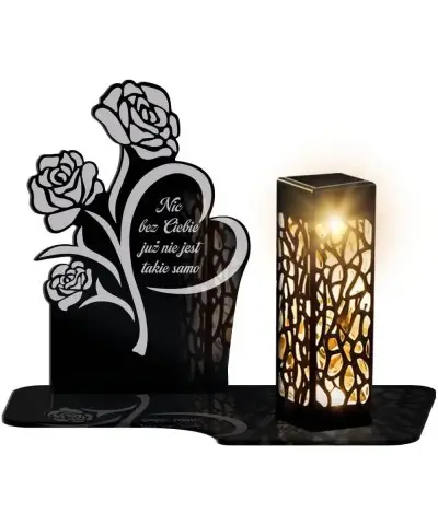 Znicz Solarny LED Statuetka Premium Róże Na Wszystkich Świętych