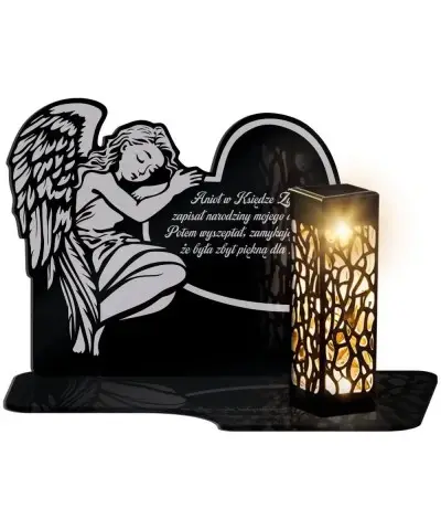 Znicz Solarny LED Statuetka Premium Anioł Na Wszystkich Świętych