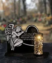 Znicz Solarny LED Statuetka Premium Anioł Na Wszystkich Świętych