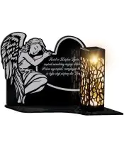 Znicz Solarny LED Statuetka Premium Anioł Na Wszystkich Świętych