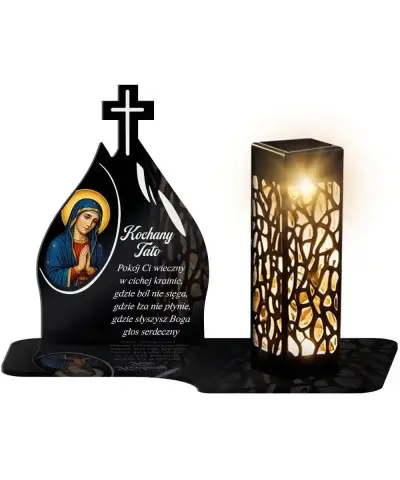Wieczny Znicz Solarny Premium Maryja Premium na Grób Wszystkich Świętych