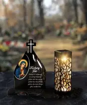 Wieczny Znicz Solarny Premium Maryja Premium na Grób Wszystkich Świętych