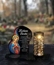 Wieczny Znicz Solarny Premium Witraż na Grób Wszystkich Świętych