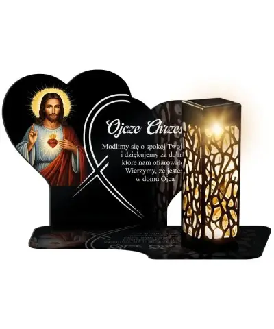 Wieczny Znicz Solarny Premium Jezus na Grób Wszystkich Świętych