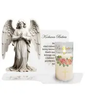 Znicz Solarny Premium Biała Statuetka Led Świeca Pamiętamy Na Cmentarz