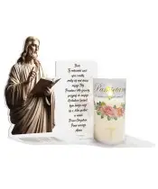 Znicz Solarny Premium Biała Statuetka Jezus Świeca Pamiętamy Na Cmentarz