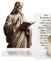 Znicz Solarny Premium Biała Statuetka Jezus Świeca Pamiętamy Na Cmentarz