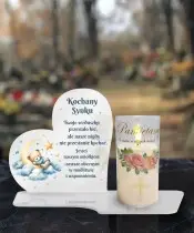 Znicz Solarny Premium Dla Dzieci Biała Statuetka Świeca Pamiętamy