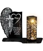 Znicz Solarny LED Statuetka Premium Na Wszystkich Świętych Skrzydło Krzyż