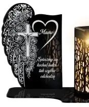 Znicz Solarny LED Statuetka Premium Na Wszystkich Świętych Skrzydło Krzyż