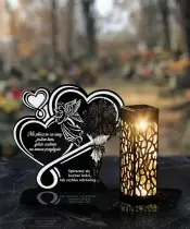 Znicz Solarny LED Statuetka Premium Na Wszystkich Świętych Dla Taty Mamy