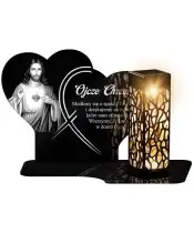 Znicz Solarny LED Statuetka z Jezusem Na Wszystkich Świętych Dla Taty Mamy